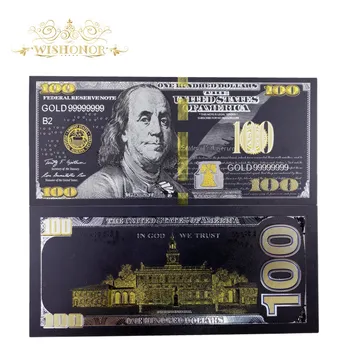 10 бр./лот, Нов дизайн за Америка, банкнота от 100 долара, банкноти 24 До черна позлатен, фалшиви хартиени пари за колекции