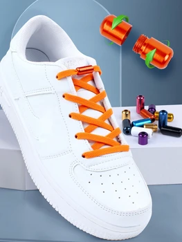 2021 Нови Ластични Шнурове За обувки Без Вратовръзка, Плосък Ремък За деца и Възрастни Маратонки Ремък Бързи Мързеливи Метални Ремък С Ключалка на Връзки За Обувки