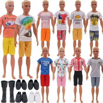 Облекло За Кукли Барби за момчета, Модерен Случайни Спортен Костюм, Ръчно изработени, Мъжки стоп-моушън облекло, риза + Панталон За Кукли Барби, Кен Аксесоари