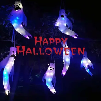 Голям Размер LED Хелоуин Открит Светлина Акумулаторна Батерия Скелет Призрак Гримаса на Ужас Нажежен Подпори За Парти Украса За Хелоуин