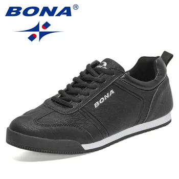 BONA/Новост 2022 г.; Дизайнерски вулканизированная обувки; мъжки-леки маратонки Модна однотонная обувки дантела; мъжки есенна ежедневни обувки на плоска подметка