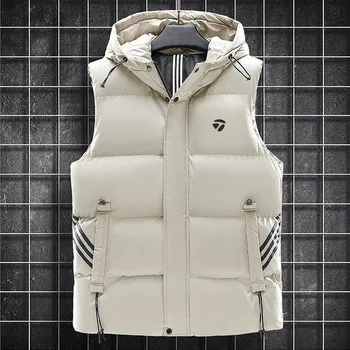 Зимни якета за голф, жилетка за мъжете, 2022, naka памучен ветрозащитная топли дрехи за голф, жилетка с качулка, мъжки корейската мода, без жилетка, палто