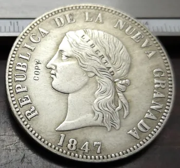 1847 Колумбия 16 песо гони с меден модел, Копирни монета на Република Нова Гранада