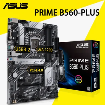 LGA 1200 дънна Платка Asus PRIME B560-PLUS PCI-E 4.0 Порт VGA дисплей, Процесор Intel 11-то поколение PCI-E 4.0 M. 2 SSD Intel B560 Placa-mãe