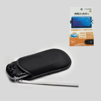 2в1 Защитна Чанта за Съхранение Калъф + каишка за китката + Защитно Фолио за Екрана Калъф за Sony PlayStation PSP 1000 2000 3000