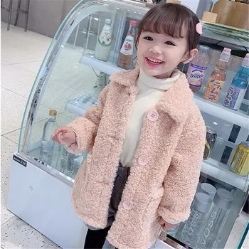 Палто за малки момичета от 2 до 10 години, Новата Есенно-зимна Модна Вълна яке за малки момичета, връхни дрехи, топло детско палто