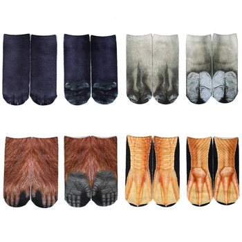Забавни художествени Унисекс чорапи, дамски чорапи до глезена с 3D принтом животни, пиле/тигър, Памучни художествени Къси чорапи, дамски, мъжки Чорапи с дължина 21 см, стил-2