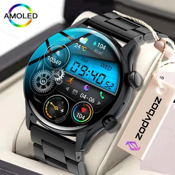 2022 NFC Умни часовници Мъжки AMOLED 390*390 HD Екран Винаги показва време на повикване, Bluetooth IP68 Водоустойчив Смарт часовници За Xiaomi
