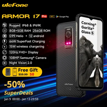 Ulefone Armor 17 Pro Издръжлив смартфон за Нощно виждане 8 GB 256 GB Хелио G99 4G Мобилни Телефони 120 Hz 108 Mp Android 12 NFC Global