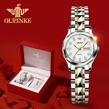OUPINKE Автентични Златни Часовници За Жени Луксозни Сапфировые Кристални Диамантени Автоматични Механични Часовници, Водоустойчиви Дамски Ръчен Часовник