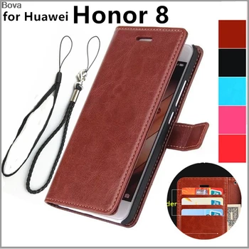 за Fundas Huawei Honor 8 5,2-инчов калъф-стойка за карти калъф Huawei Honor 8 от изкуствена кожа калъф за вашия телефон, портфейл флип-надолу на кутията