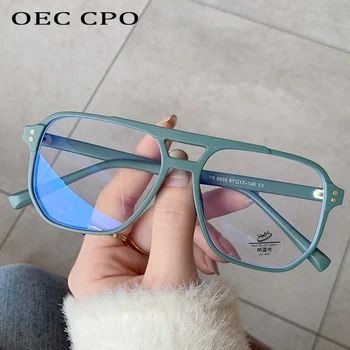OEC CPO Квадратни Оптични Очила Дамски Прозрачни Лещи Против Синя Светлина Блокер Очила Рамки Ретро дизайн Прозрачни Рамки За Очила Унисекс