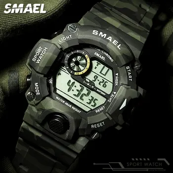 SMAEL Камуфлаж Маслина Открит Цифрови Часовници за Мъже Автоматична Дата на LED Електронни Спортни Ръчни Часовници за Мъже relogio montre