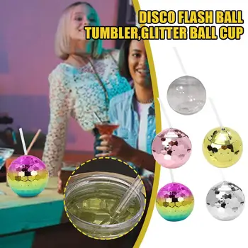 1 Бр. Уникална чаша във формата на диско-топка, флаш чаша във форма на топка за коктейли, лъскави чаша във форма на топка за партита, лъскави чаша с топка