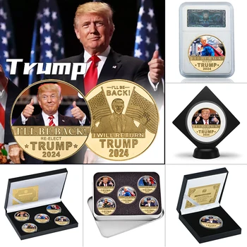 WR 2024 Доналд Тръмп Златна Възпоменателна Монета Сбирка Неща Президент на САЩ Оригиналния Набор от Монети, Подаръци за Мъже Дропшиппинг