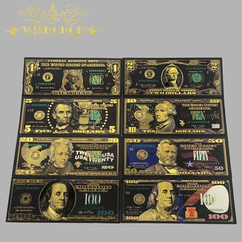 8 бр./компл. Добра Американска Банкнота е 1 2 5 10 20 50 100 Златна банкнота с позлатени 24 за колекция