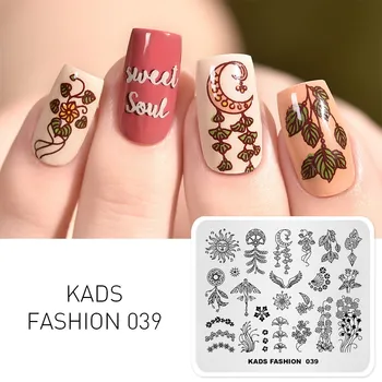 KADS Мода 039 шаблон нокти печат шаблони за дизайн на ноктите, щамповани Плочи Модел Инструменти Изображения за печат DIY Маникюр Шаблони