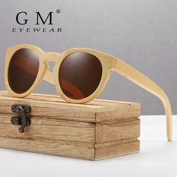 Дамски Бамбукови Слънчеви очила GM Design С Поляризирани Огледални Лещи От Бамбуково дърво Слънчеви Очила С Дървена Кутия