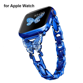 Метална Каишка-Гривна за Apple Watch Band 41 мм 38 мм 40 мм Series Серия 7 6 5 4 3 2 1 SE Bling Взаимозаменяеми Гривна iWatch Bands