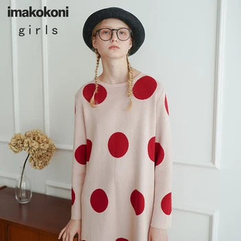 imakokoni розова рокля с дълги ръкави и оригинален дизайн сладък пуловер със средна дължина женски есен 182467