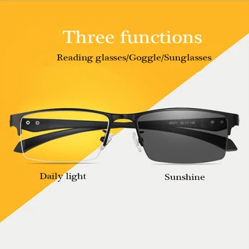 Постепенно мультифокальные Фотохромичните очила за четене, мъжки слънчеви очила за четене с умен увеличение TR90, дамски очила за четене, анти-сини очила за далекогледство