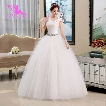 AIJINGYU 2021 новата принцеса хит на продажбите на евтини бална рокля дантела отзад и вечерни тоалети на булката сватбена рокля WU130