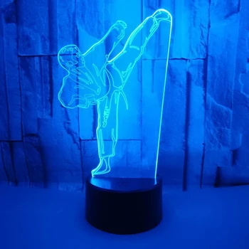 Модерен Дизайн лека нощ 3D Форма на Бойно Изкуство Декор Акрил Лампа Със Сензорен контрол Цветни Вътрешни Светлини Декорация на Дома, Подарък