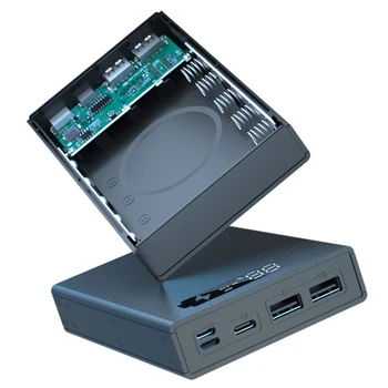 Безплатна заваряване 5*18650 Батерия Кутия За Съхранение на PD QC3.0 USB 10w Бърза Безжична Зареждане Power Bank Калъф 18650 Батерия Притежателя Кутия