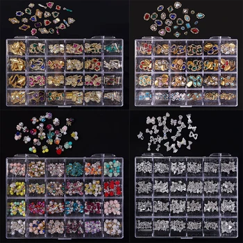 1 кутия (240 бр.) Висулки с кристали от сплав, Многослойни модели, кристали за дизайн на ноктите, кристали в прозрачна един голям кашон, скъпоценни камъни #DH