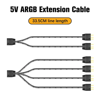 ARGB Дърва 5V 3Pin от 1 до 2 от 1 до 4 Универсален Удължител ARGB за дънната платка дължина 33,5 cm, с Защитна Капачка