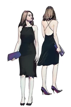 2021The lalaland Рокля на сестра Миа Стоун с дырявым лента на гърба на същия фин и изискан дълга рокля на Ема