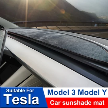 Подложка За Арматурното Табло на автомобила За Tesla, Модел 3 Модел Y Защита От Слънцето, Отразяваща Замшевую Защитно Накладку, Украса за интериора, Аксесоари за Авто 2022