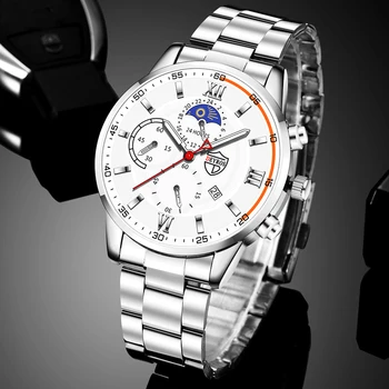 Модерен мъжки часовник от неръждаема стомана, луксозни кварцов часовник с календар, бизнес часовници за мъже, Светещи часовници, Logio masculino