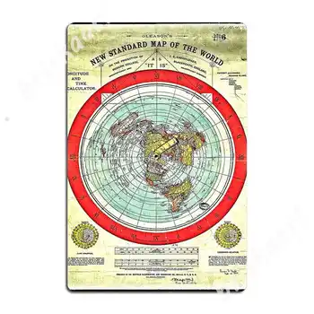 Gleason 1892 Плосък Карта на Земята Метални Табели Стенни Картини на публикуване Украса Гараж Стикери Тенекеджия табели, Плакати