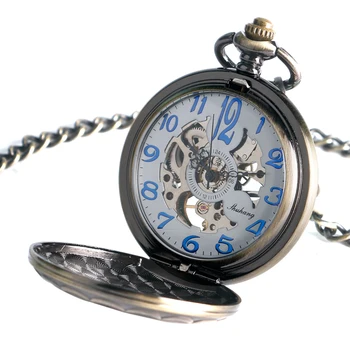 Мъжки Реколта Механични Джобен Часовник Royal Shield, Бронз, С Арабски Цифри, Отличителни Часовници за Мъже, Практични и Колекционерски Подарък