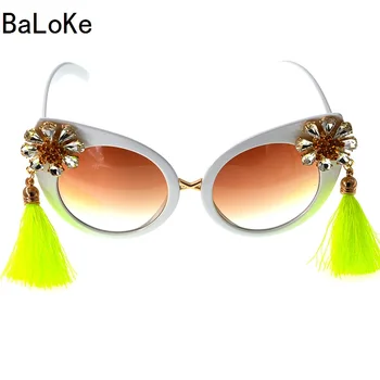 барок ретро кристали цвете слънчеви очила дамски маркови дизайнерски аксесоари котешко око женски vintage слънчеви очила
