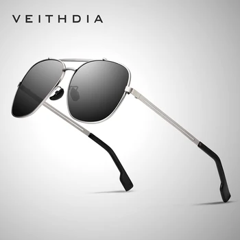 Марка VEITHDIA Мъжки Vintage слънчеви очила Слънчеви Очила От Неръждаема Стомана Квадратни Поляризирани Лещи UV400 Мъжки слънчеви Очила Аксесоари За Мъже