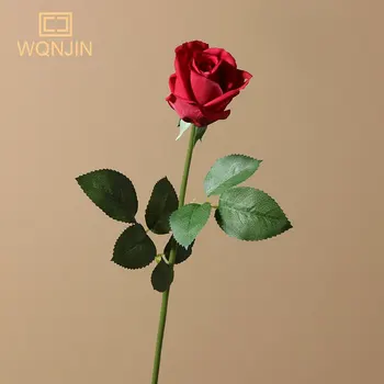 55 см Истинска Сетивна Клонка Рози, Стъбло, Хидратиращи Роза, Усещане за Ръце, Имитации на Декоративни Изкуствени Цветя Рози За Домашно Сватби
