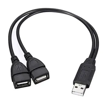 1 м Кабел за пренос на данни USB 2.0 с Двойна USB За мъже и жени Преносим Удобен 2 в 1 USB Кабел за зареждане Удължител за захранващия кабел