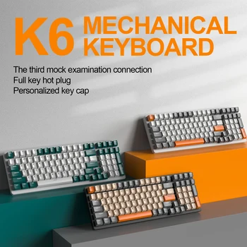 K6 Механична клавиатура Безжична RGB 5,0 БТ 2,4 Ghz Жичен С три Режима Профил Bluetooth Геймерская Клавиатура 100 на Клавишите на Клавиатури Шапки Pc Gamer