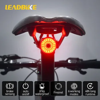 Велосипеден Умен Задна Светлина с Автоматично Стартиране/Спиране, Датчик за Спирачка IPx6, Водоустойчив Фенер, Задна Светлина за Велоспорта, Led Зареждане чрез USB