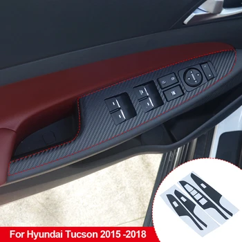 4 бр. Автомобилен Стайлинг Стикери От карбон За Hyundai Tucson 2015 2016 2017 2018 Аксесоари Бутон за Контрол Панел Стеклоподъемником