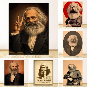 Забавен Маркс Платно Картина Старинни Стенни Художествени Картини, Плакати, Печат На Стаята Декорация На Дома, Подарък Социализма Комунистически Политик