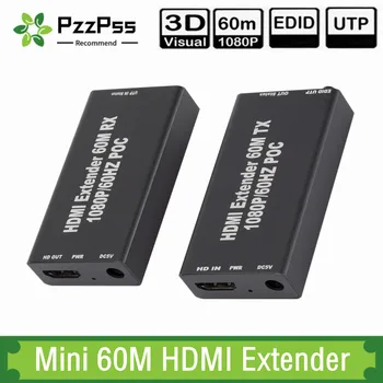 Мини 60 М HDMI-съвместим удлинительный кабел (предавател и приемник) По сигнал RJ-45 Cat5e Cat6 Ethernet, HDMI Изпращача и получателя