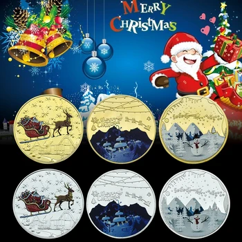 Коледно Предизвикателство Монети Снежен Дядо Коледа Декорации Монети Занаяти Възпоменателни Монети Колекцията Коледни Подаръци