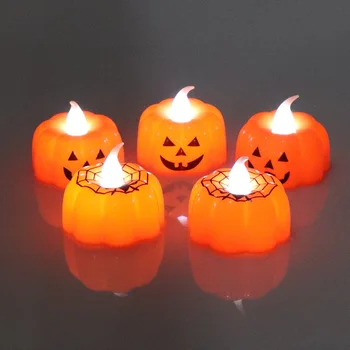 2022 Хелоуин Led Свещи Лампа Беспламенная Тиква На Батерии Свещи Happy Holloween Украса Бижута Вечерни Полза