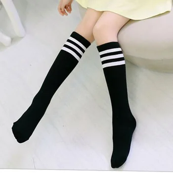 1 Чифт Детски футболни шарени Чорапи, Чорапогащи до коляното за малки момичета, Училищни Спортни Дълги чорапи за деца на 3-6 години