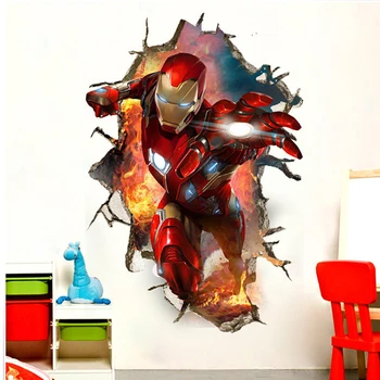 декорация на дома, 3d супергерой стикери за стена за детска стая самозалепващи аниме стената плакати спалня