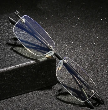 За Жените, за Мъжете Tr90 Високо Качество Ultralight Без Рамки Търговски Против Blu Анти Умора Diamong Cut Очила За Четене +0.75 +1 +1.25 до +4