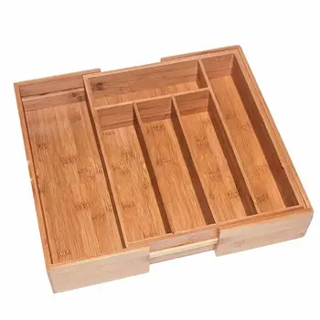 Кухненски Шкаф За Съхранение На Бамбук Тава За Съхранение На Прибори За Хранене 6 Решетеста Разделени Кутия Тип Органайзер Разделительный Контейнер За Съхранение На Съдове